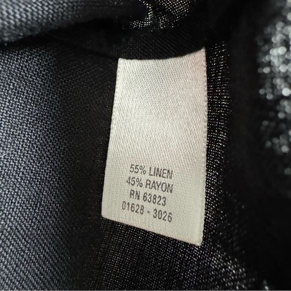 C.J. Banks Linen Blend Tie Neck Flutter Sleeve Blouse Black Size 3X - Picture 9 of 12